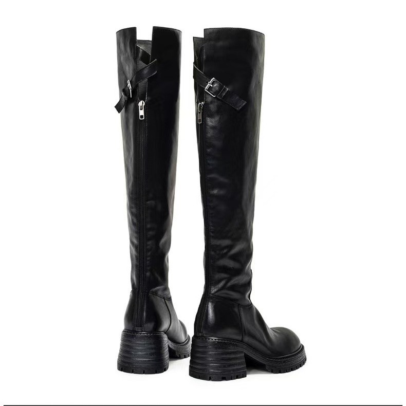 Knee High Sock Women - Coarse heeled high heeled boots for
