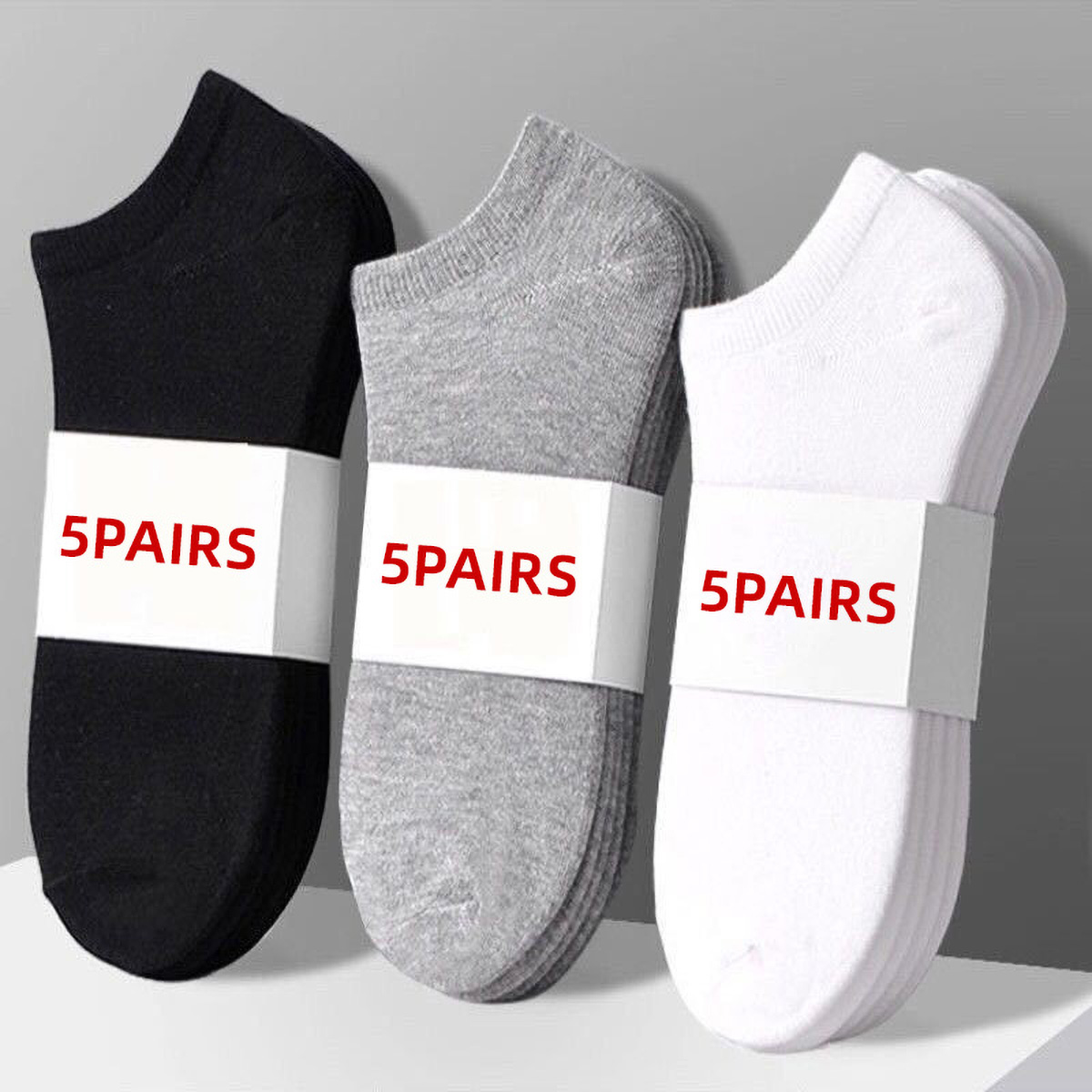 5 Pairs Unisex Casual Plain Co - No Show Sock Women reseña y precio