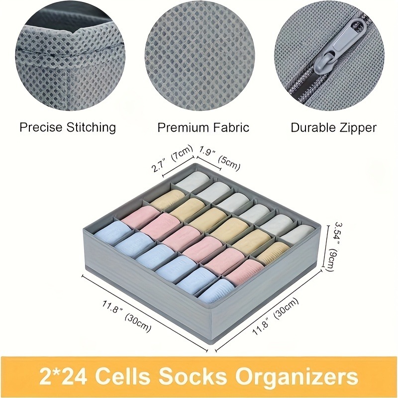2Pcs 24-Compartment Fabric Soc - Sock Organizer Tray reseña y precio