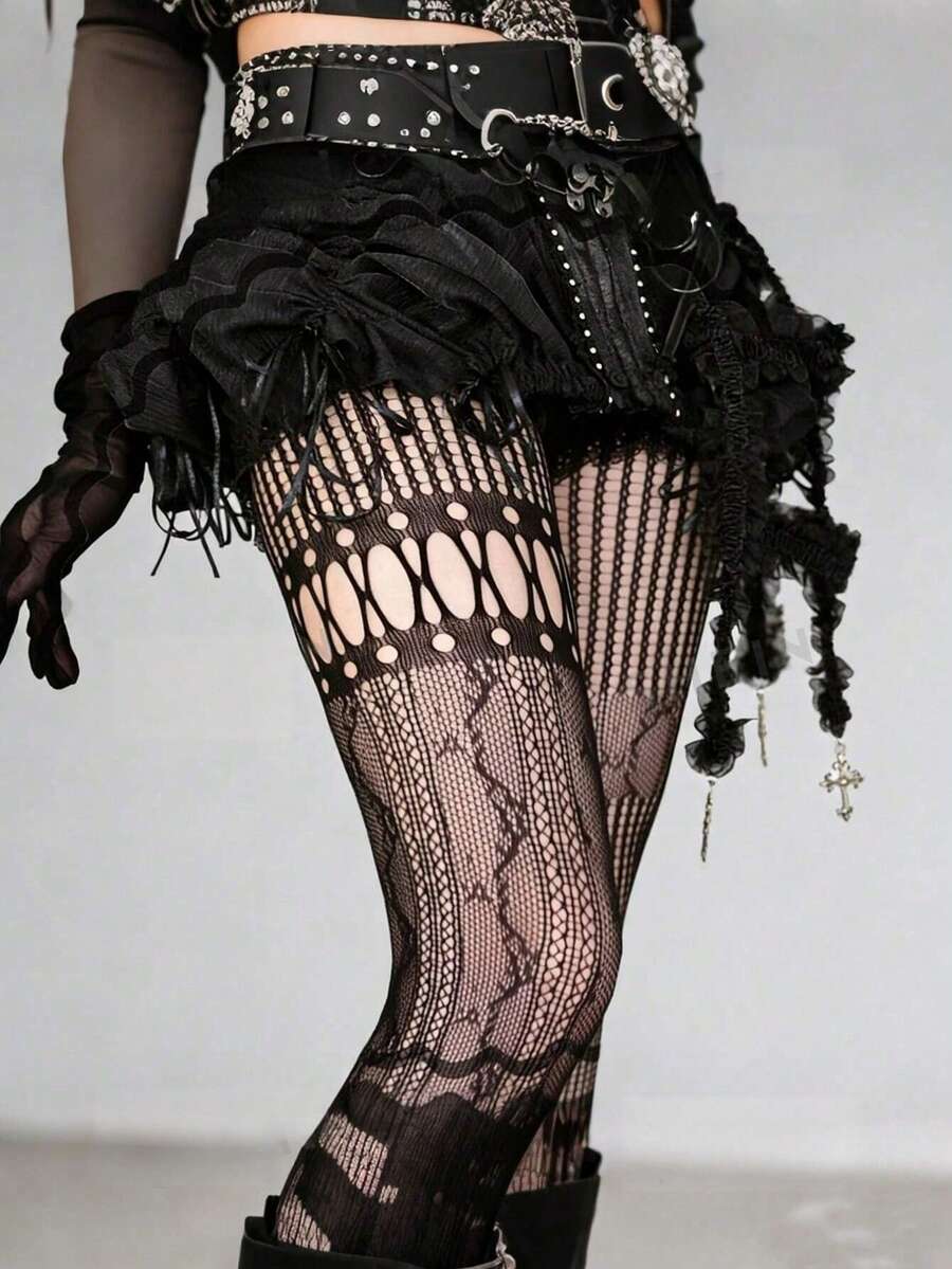 1pc Asymmetric Hollow Fishnet  - Fishnet Stocking Women reseña y precio
