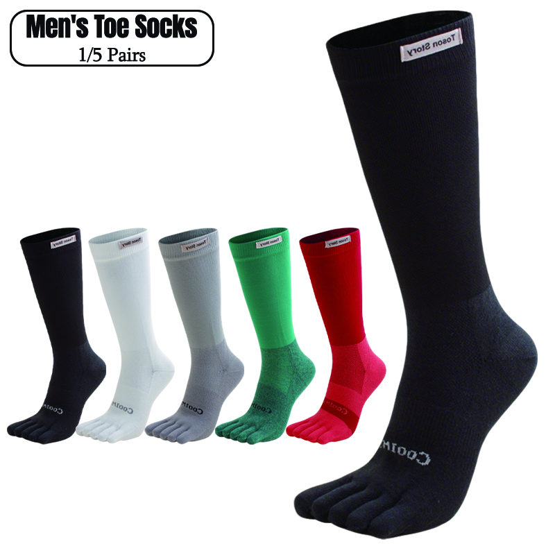 1/5 Pairs Men's High Crew Five - Toe Sock Split reseña y precio