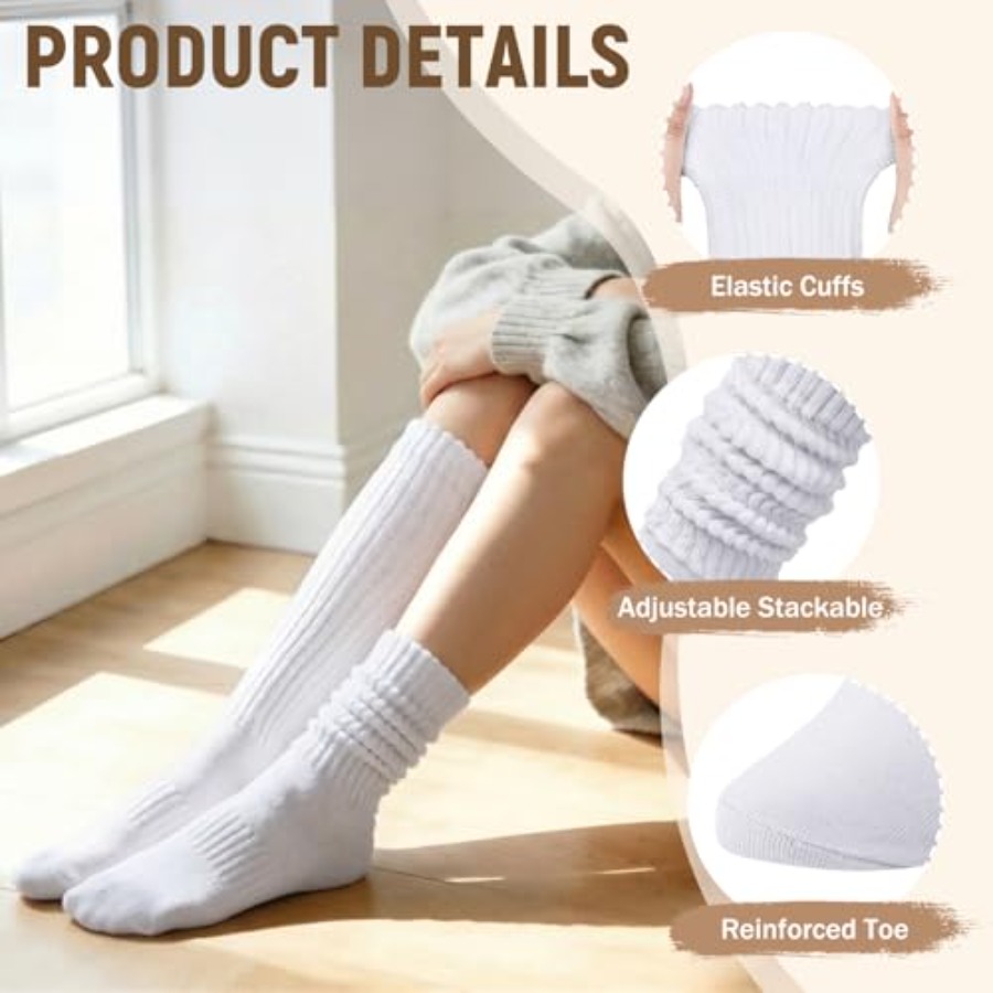 Chalier 5 Pairs Slouchy Socks  - Boot Sock Slouchy reseña y precio