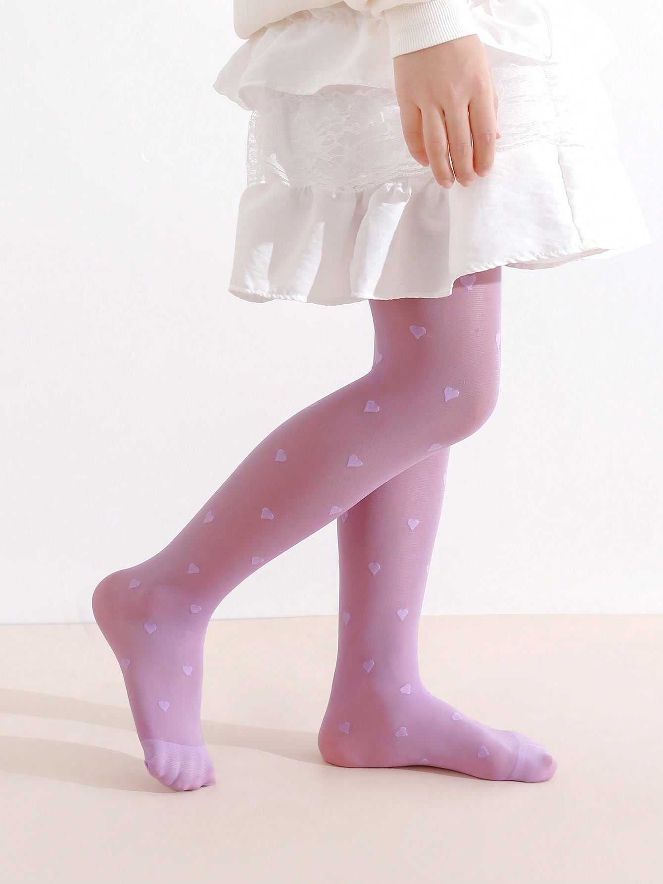 3Pcs Girls Heart Print Tights  - Tights Pantyhose Sheer reseña y precio