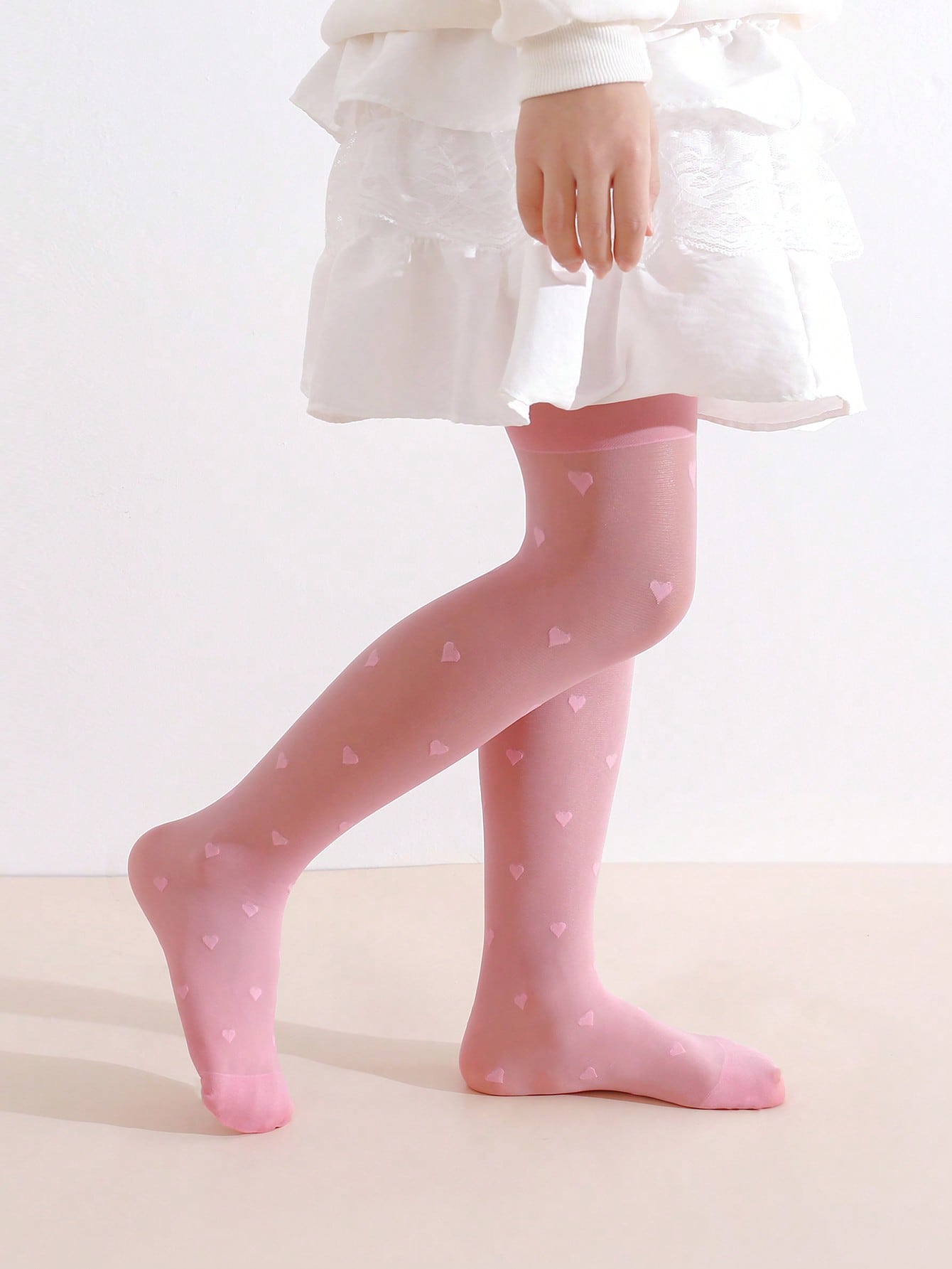 3Pcs Girls Heart Print Tights  - Tights Pantyhose Sheer reseña y precio