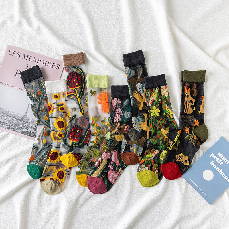 1/4 Pairs Retro Flower Women G - Silk Sock Bamboo reseña y precio