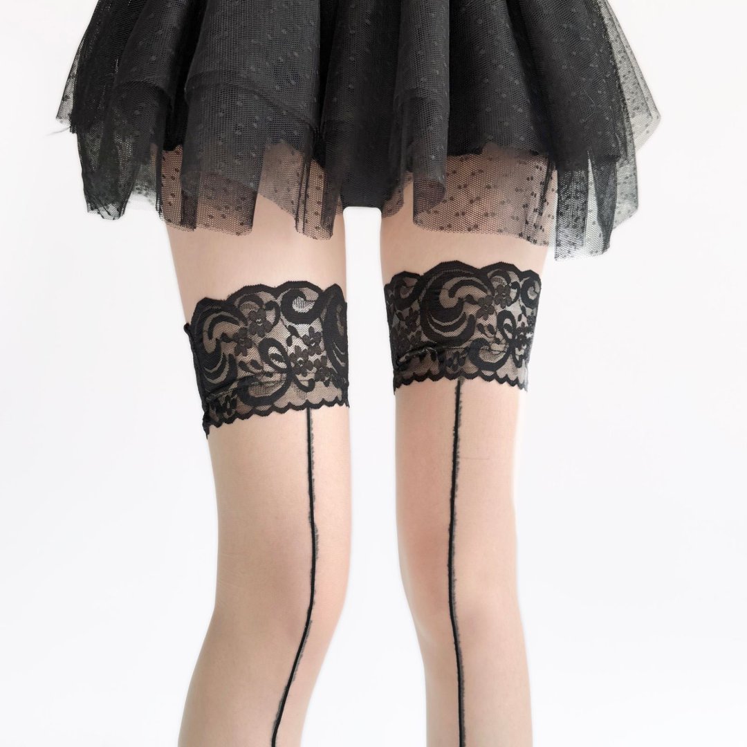 Lace Top Sheer Thigh High Stoc - Thigh High Sock Stay Up reseña y precio