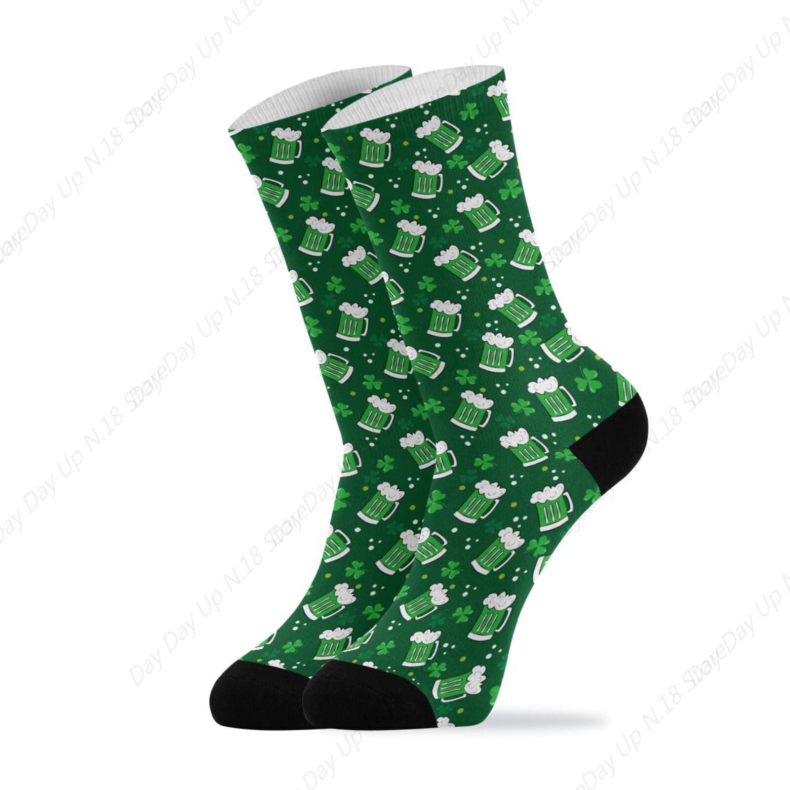 Green Clover Leaf Beer St. Pat - Cotton Crew Sock Pack reseña y precio