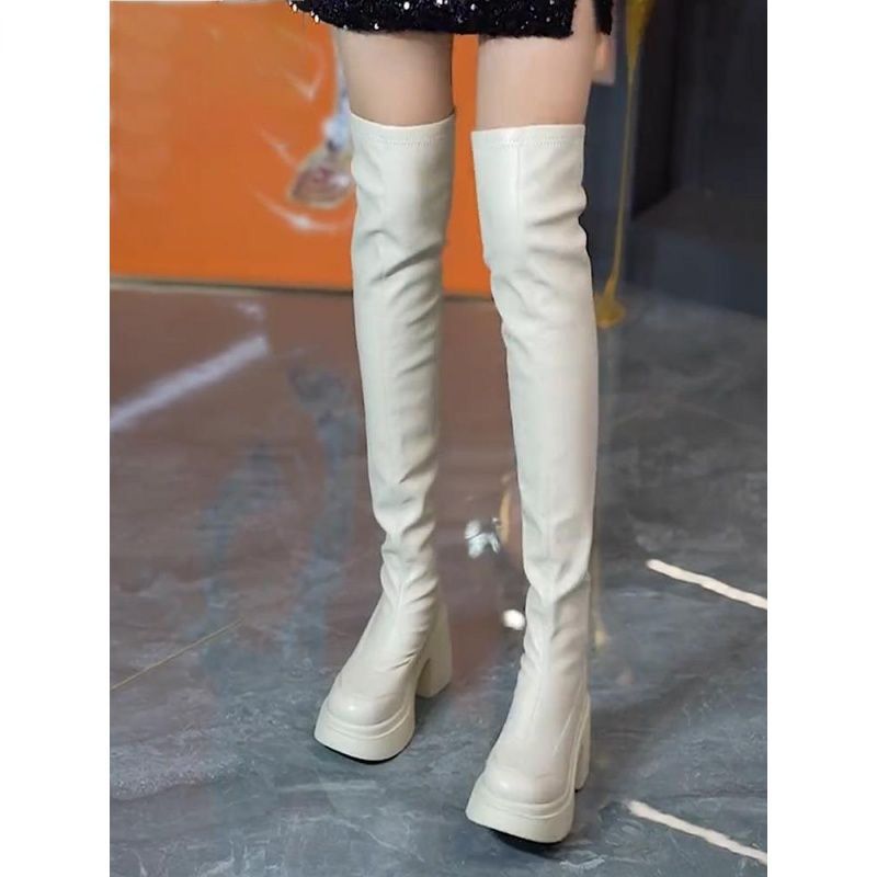 Round toe thick soled high-hee - Knee High Sock Women reseña y precio