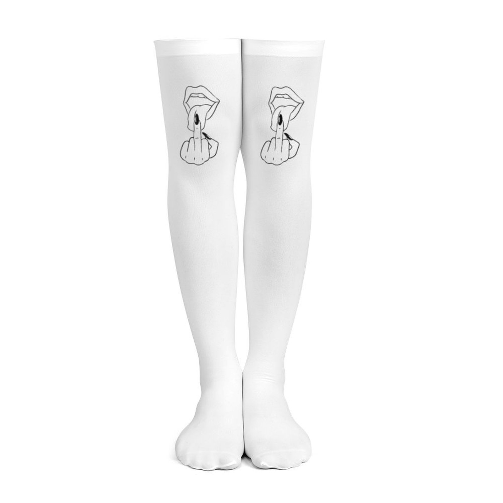 Ladies' white middle finger, r - Knee High Sock Women reseña y precio