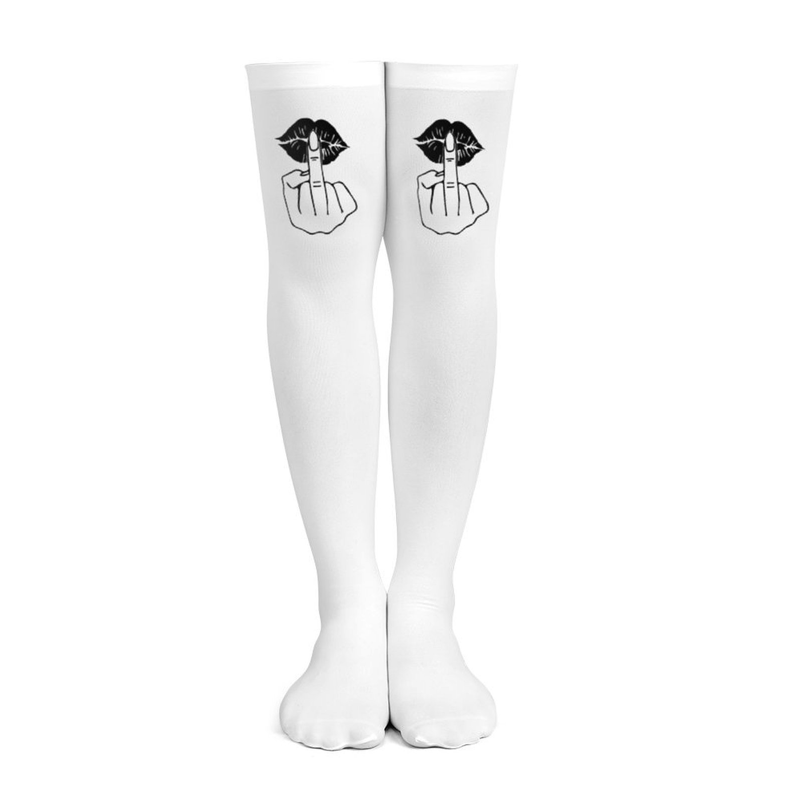 Ladies' white middle finger, r - Knee High Sock Women reseña y precio