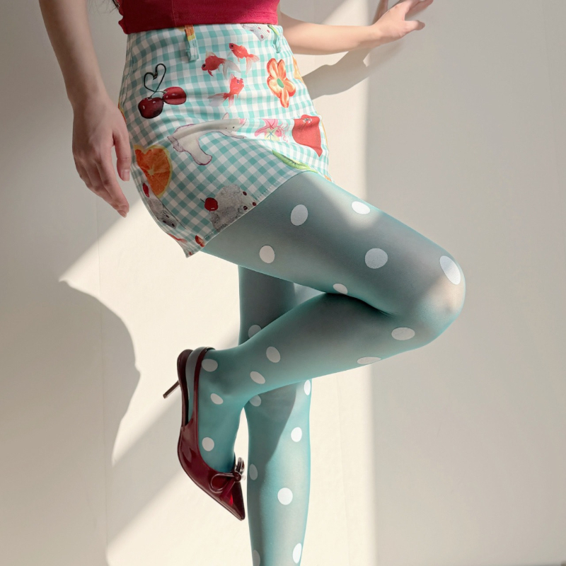 Retro Polka Dot Sheer Tights f - Tights Pantyhose Sheer reseña y precio