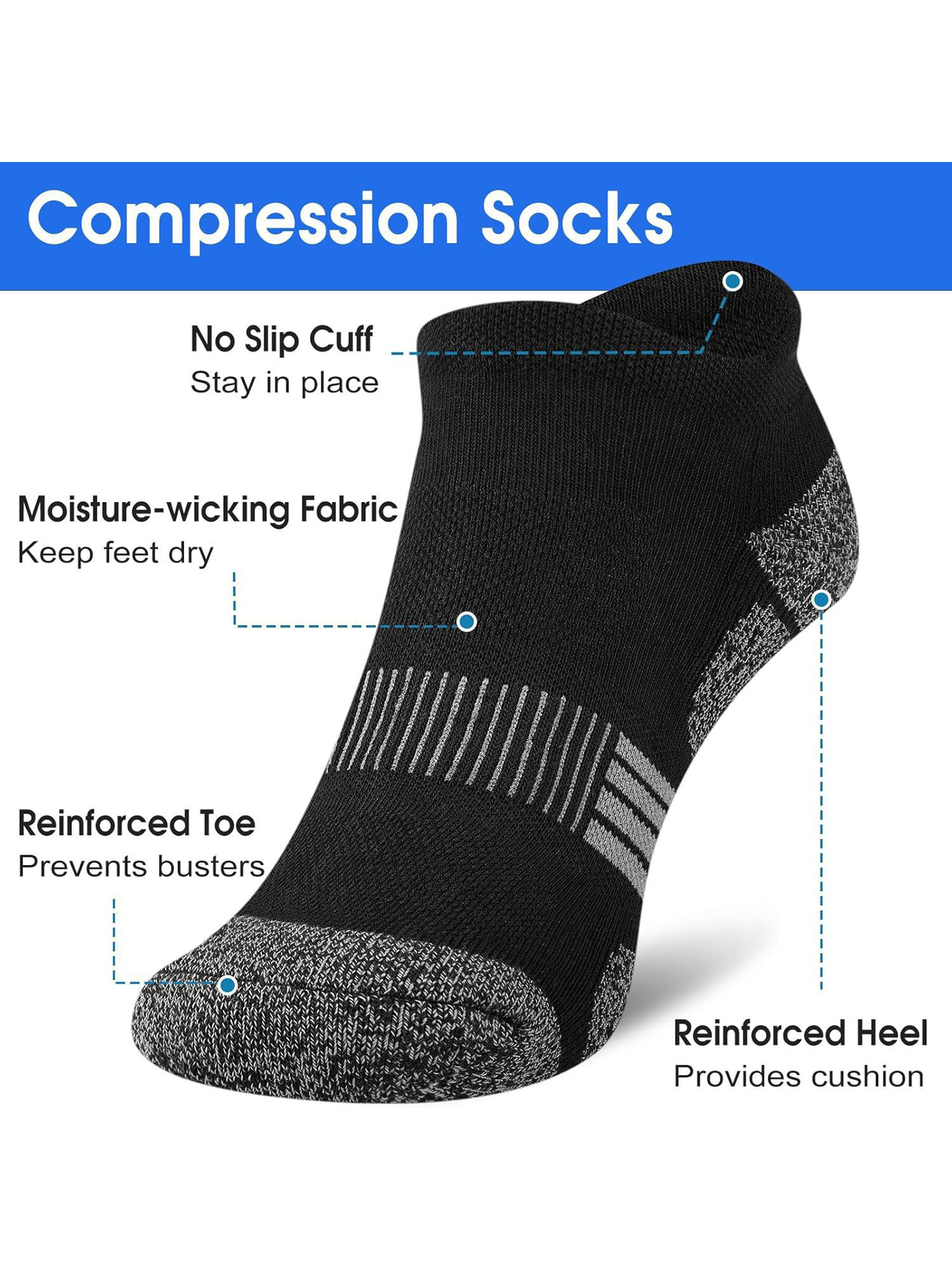 Men's Ankle Socks 6/12 Pairs B - Ankle Sock Low Cut reseña y precio