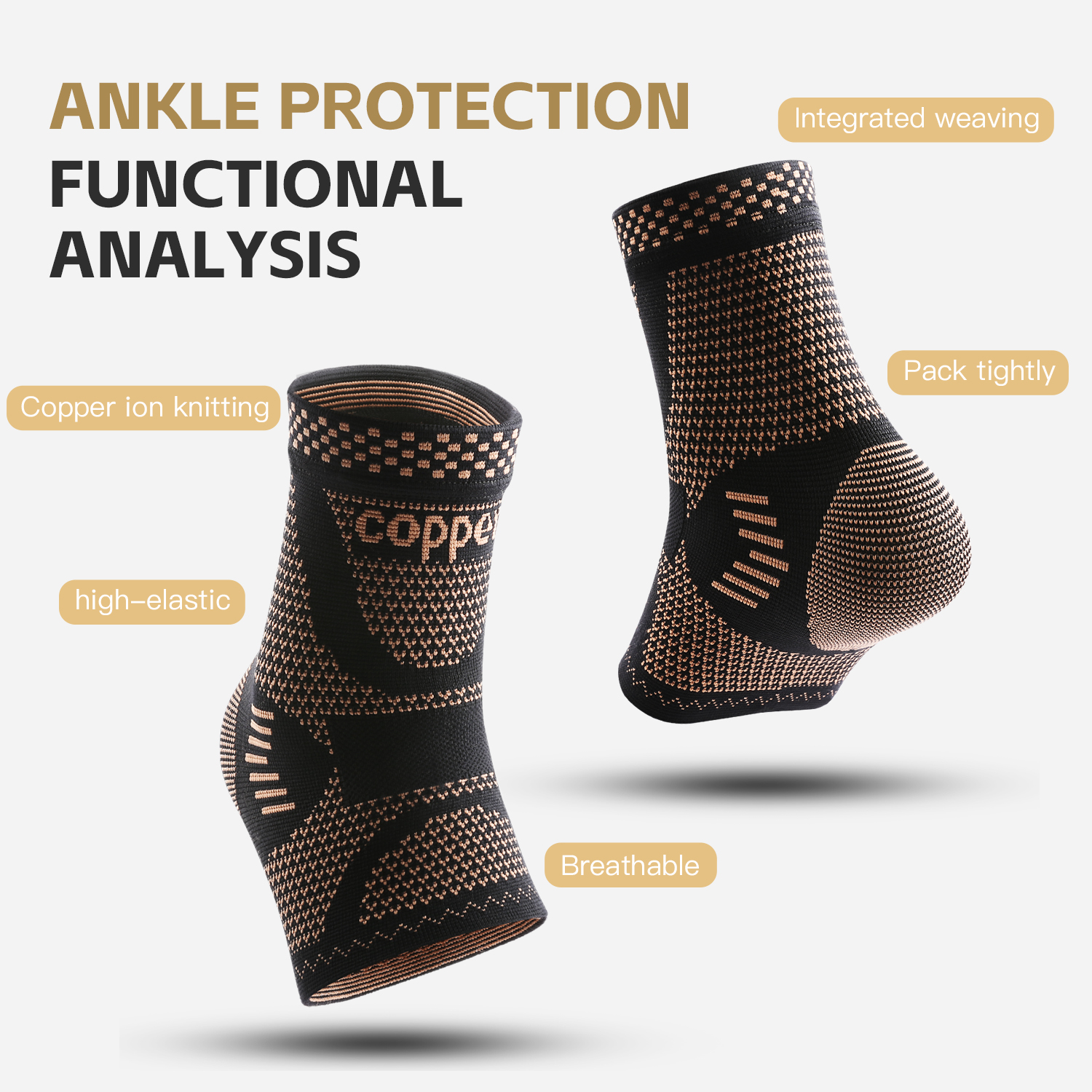 1/2 piece Copper Ankle Brace,I - Ankle Brace Sock reseña y precio