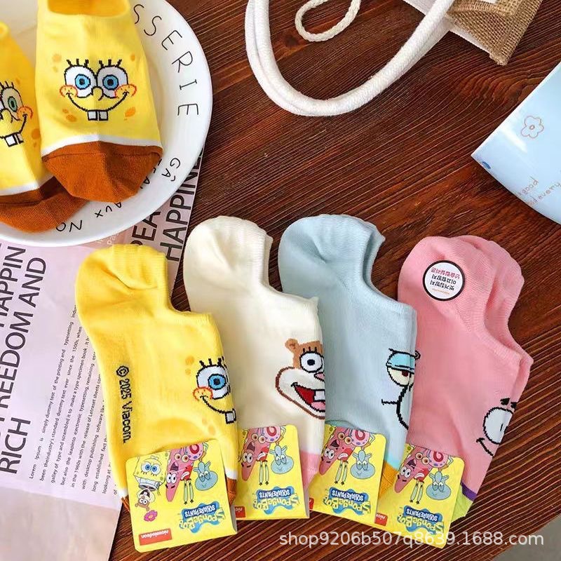 4PCS Hot Cute SpongeBob Square - Invisibility Sock Loafer reseña y precio