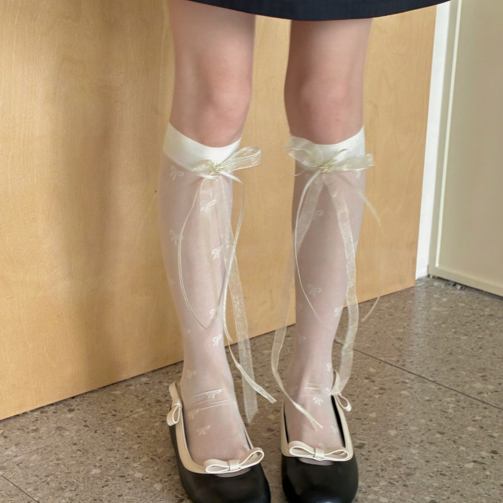 Sweet Bow Lace Sunscreen Calf  - Silk Sock Bamboo reseña y precio