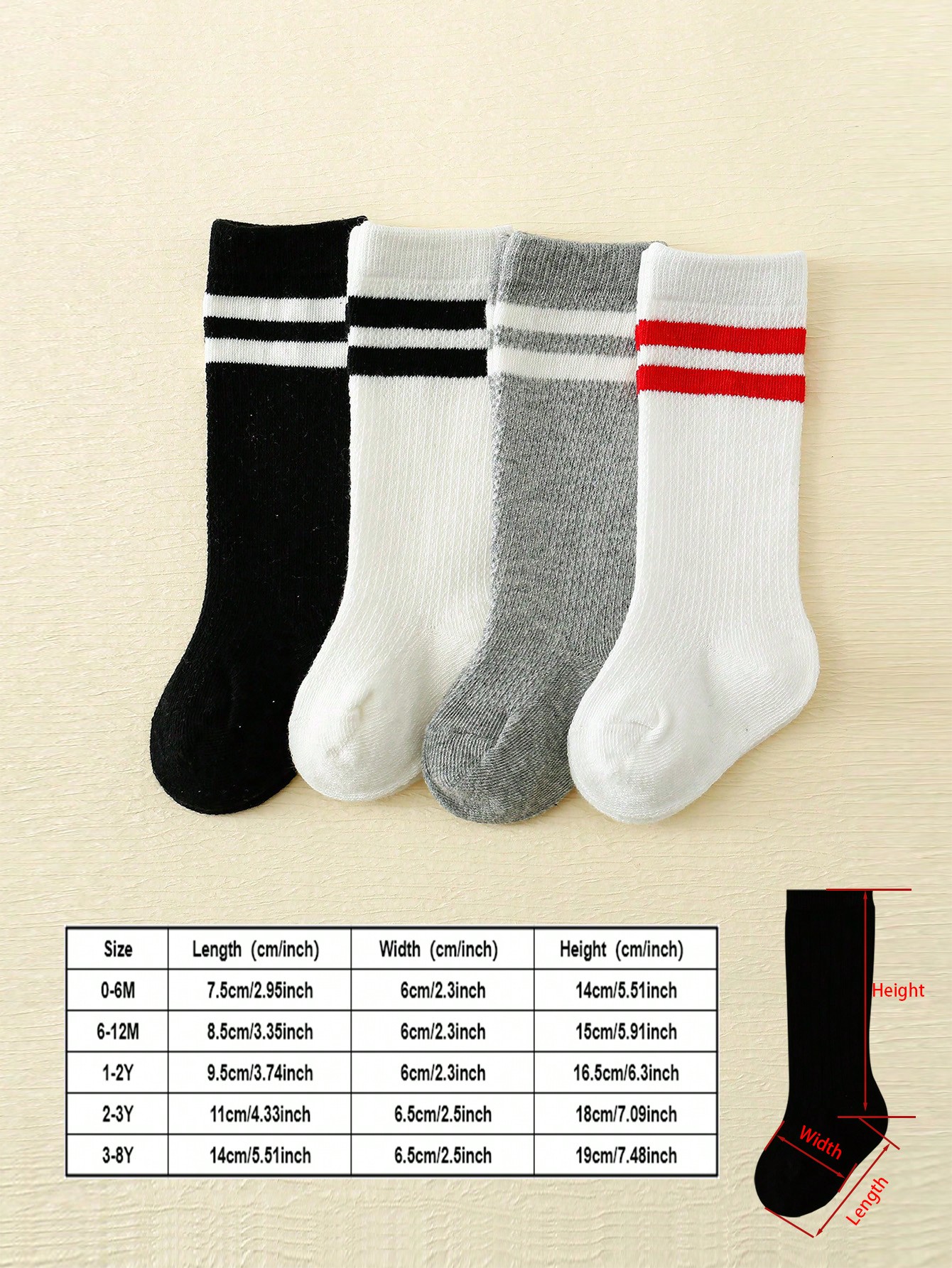 4-Pack Baby Toddler Striped Cr - Cotton Crew Sock Pack reseña y precio