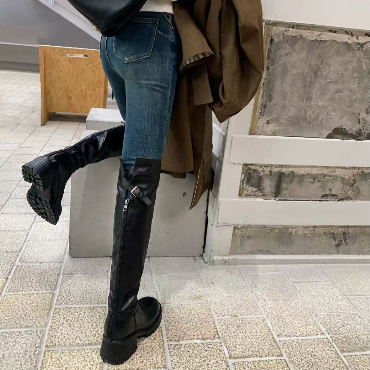 Coarse heeled high heeled boot - Knee High Sock Women reseña y precio