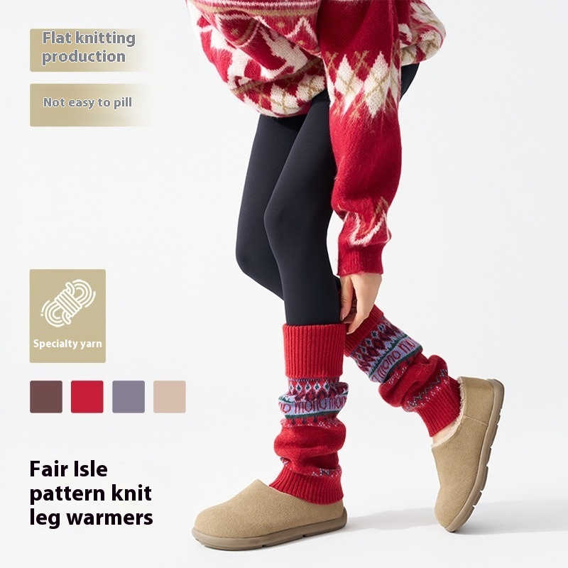 ​Fair Isle Knitted Leg Warmers - Boot Sock Slouchy reseña y precio