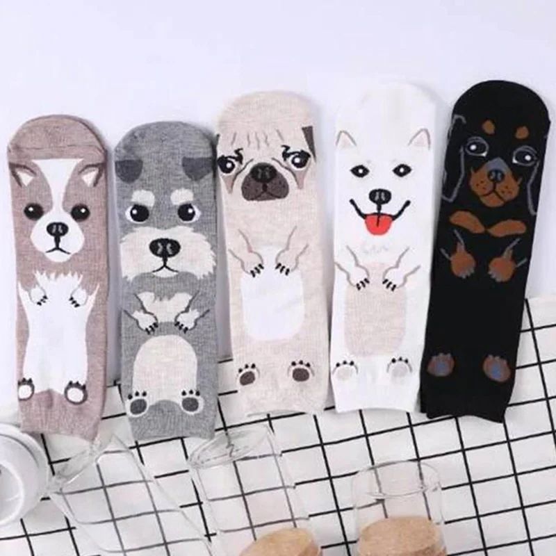 5 Pairs/pack Funny Cartoon Dog - Cotton Crew Sock Pack reseña y precio