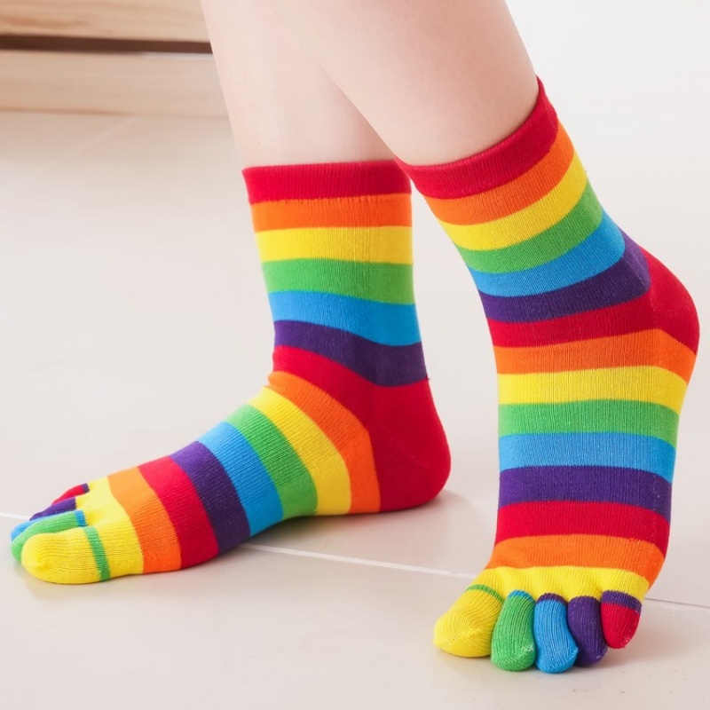 Women's Socks Rainbow Striped  - Toe Sock Split reseña y precio