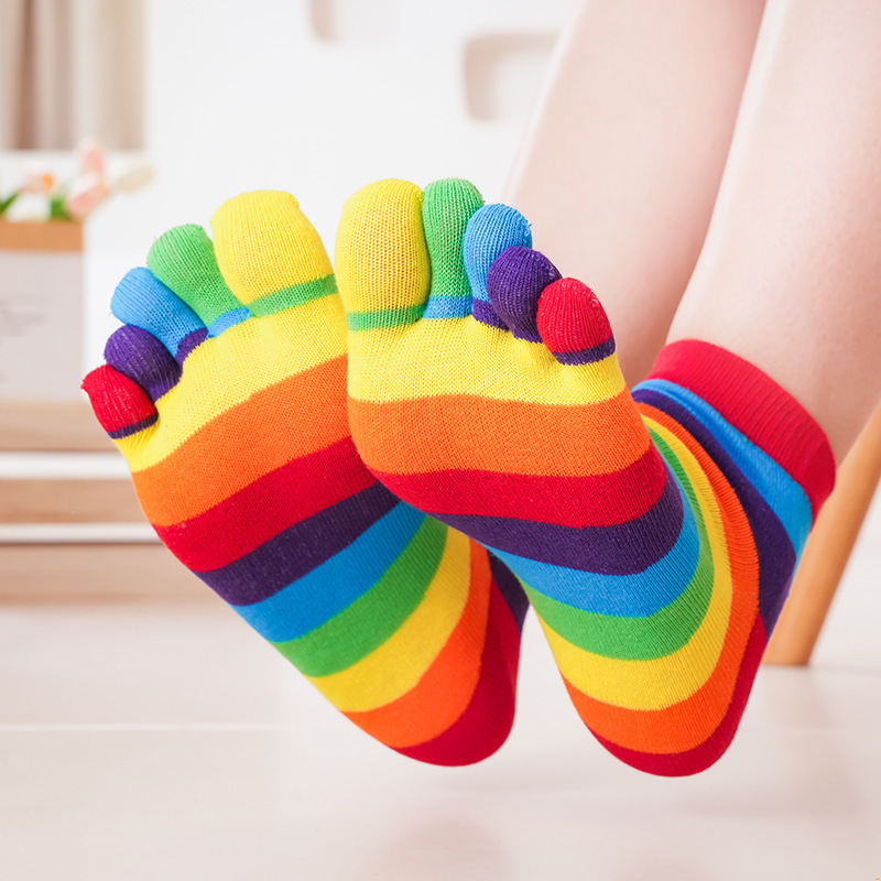 Women's Socks Rainbow Striped  - Toe Sock Split reseña y precio