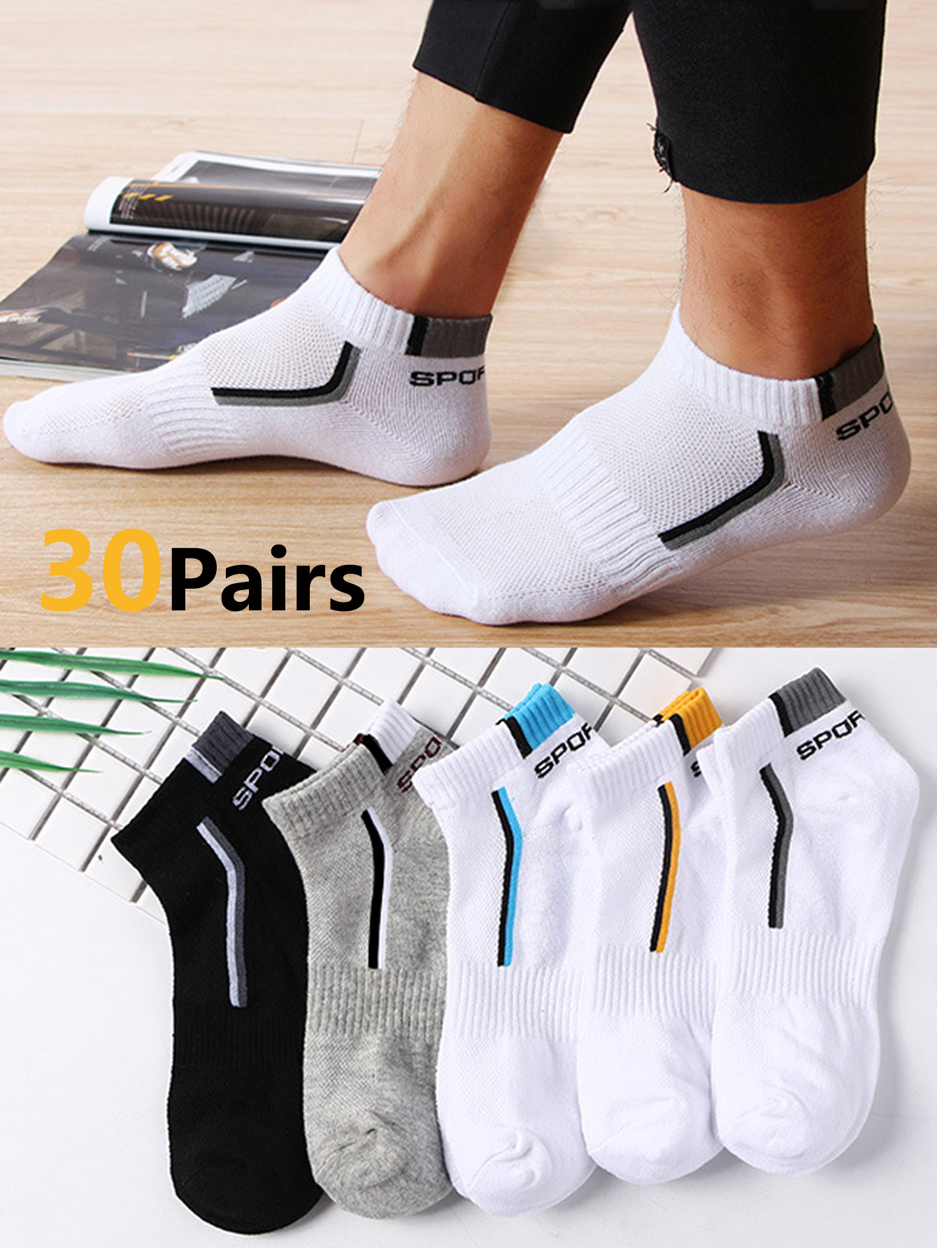 30Pairs Men's Mesh Breathable  - Ankle Sock Low Cut reseña y precio
