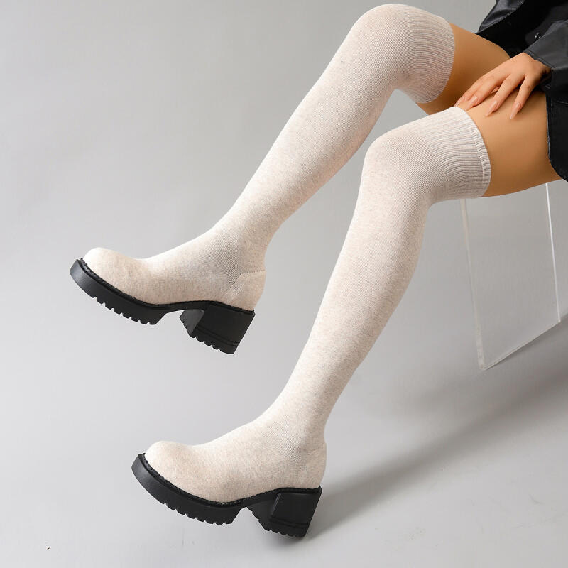 Chunky Platform Over The Knee  - Knee High Sock Women reseña y precio