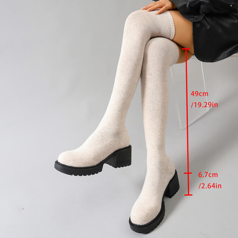 Chunky Platform Over The Knee  - Knee High Sock Women reseña y precio