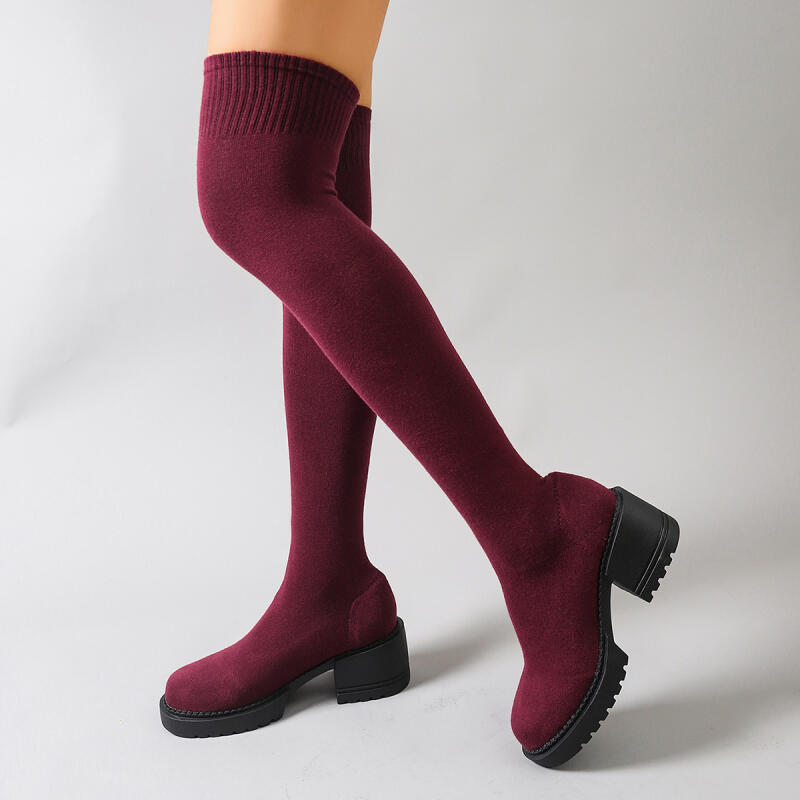 Chunky Platform Over The Knee  - Knee High Sock Women reseña y precio