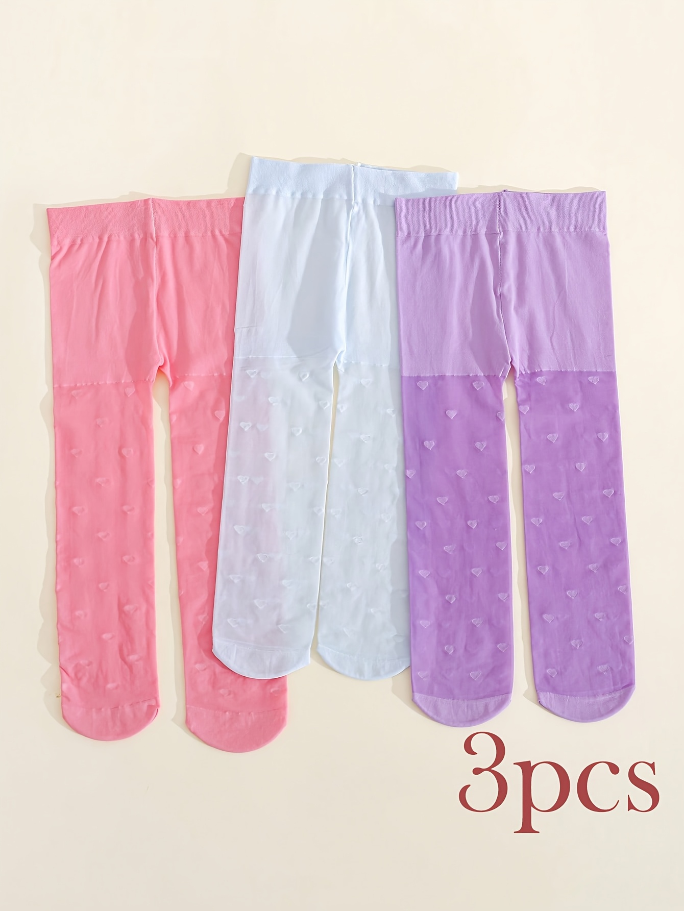 3PCS Toddler Girls Heart Print - Tights Pantyhose Sheer reseña y precio
