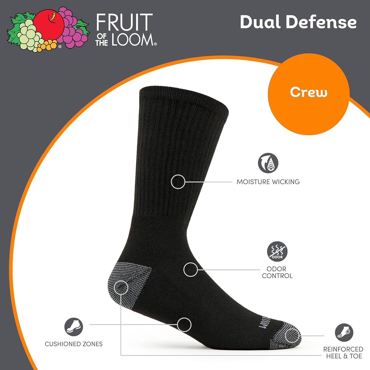 Men's Dual Defense Crew Socks  - Cotton Crew Sock Pack reseña y precio