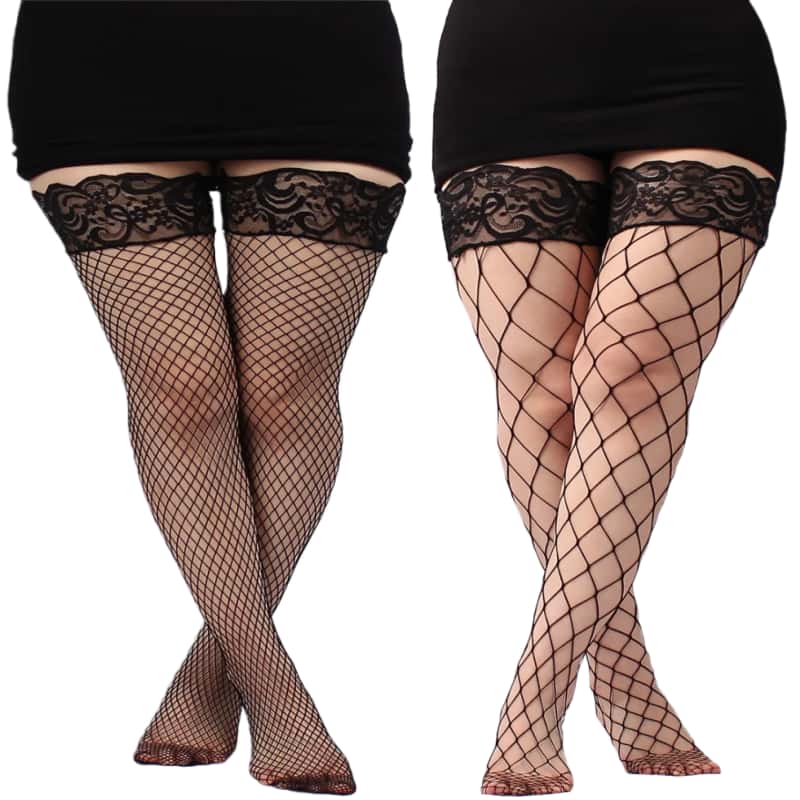 FREEAUCE Plus Size Hollow Mesh - Thigh High Sock Stay Up reseña y precio