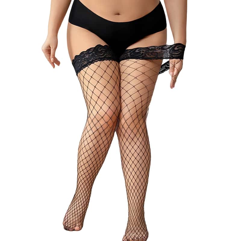 FREEAUCE Plus Size Hollow Mesh - Thigh High Sock Stay Up reseña y precio